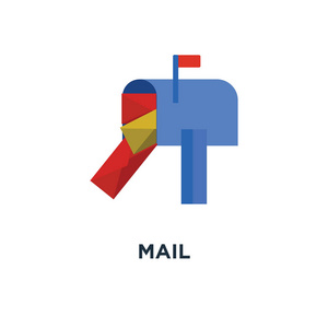 邮件图标。电子邮件概念符号设计, 发送消息符号矢量插图