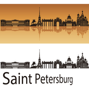 圣彼得斯堡天际线的橙色背景