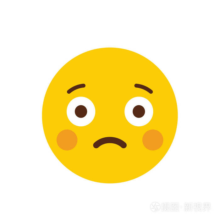 悲伤的表情符号图标设计, 五颜六色的矢量插图