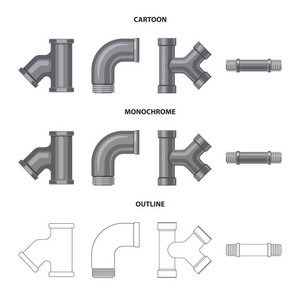 管道和管图标的矢量插图。库存管道和管道矢量图标集
