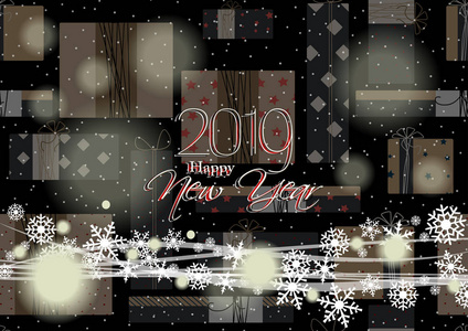 新年快乐2019卡为您的设计