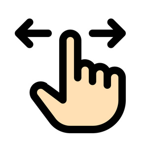 向右手指向左或向右滑动, 彩色矢量图标照片