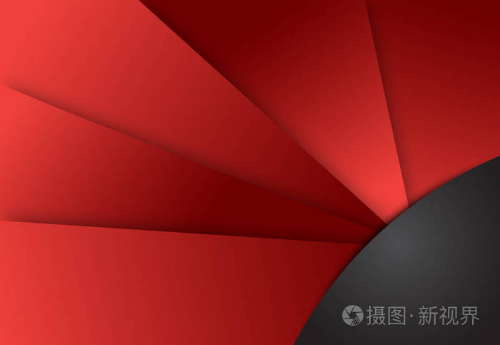 红色和黑色抽象层的几何背景卡安