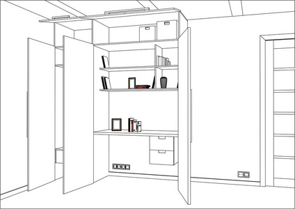 3d 矢量图。衣柜在内部