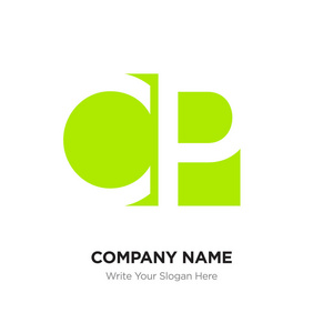 抽象字母 Cp Pc 徽标设计模板, 绿色字母延滞期