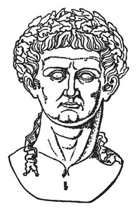 10 Bc54 广告, 他是罗马皇帝从41到54和克劳迪安王朝的成员, 复古线条画或雕刻插图