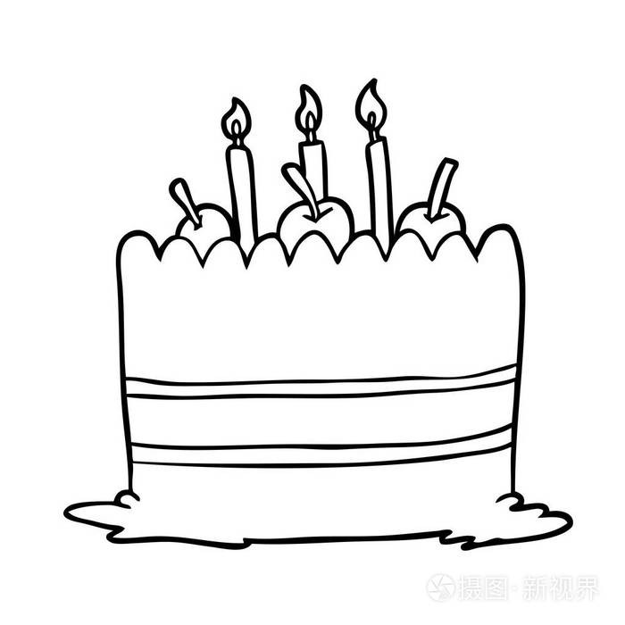 生日蛋糕线图插画-正版商用图片078xo4-摄图新视界