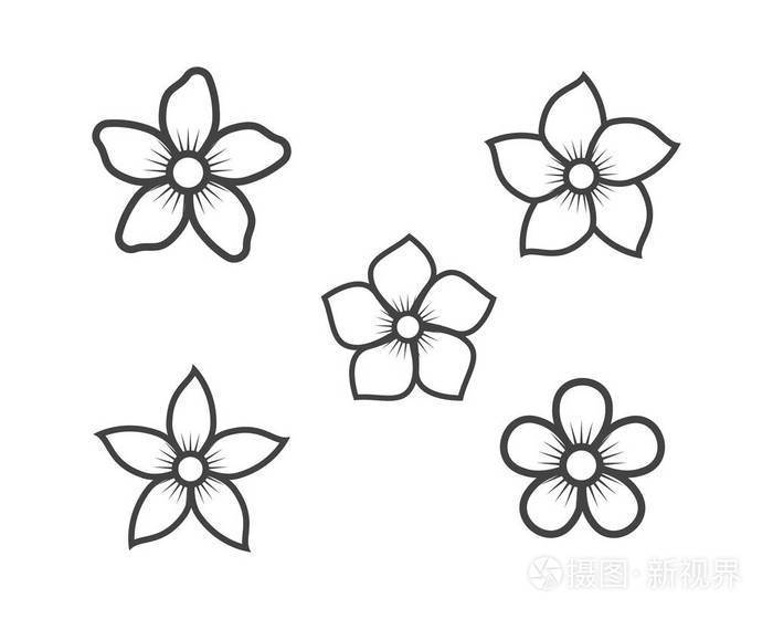 茉莉花图标徽标模板插画-正版商用图片079044-摄图新视界