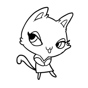 可爱的女猫线条画照片