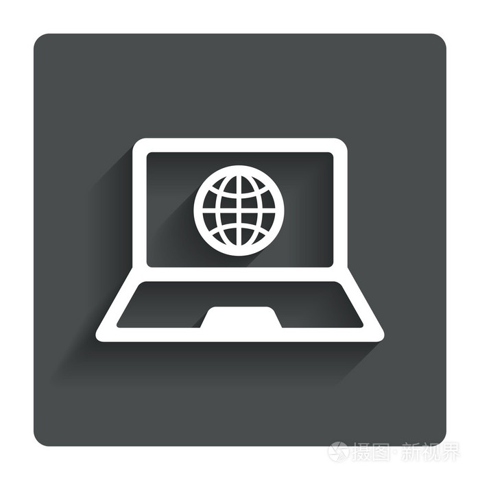 笔记本电脑标志图标全球符号的笔记本pc