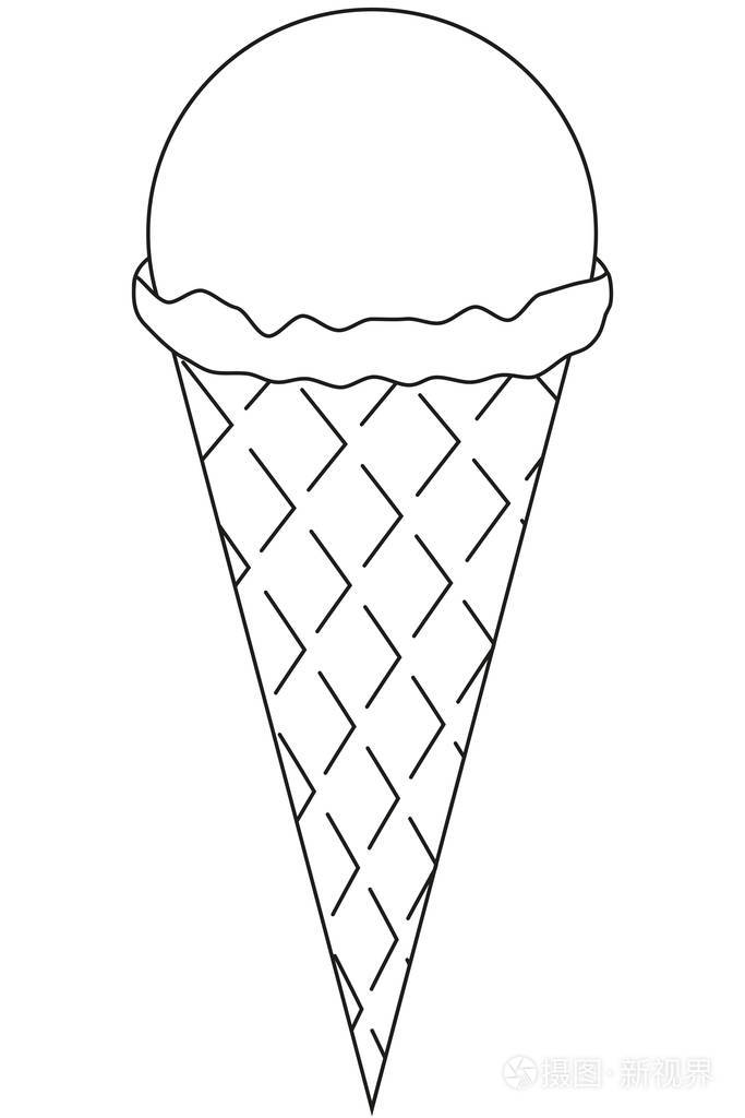 线条艺术黑白图标冰淇淋插画-正版商用图片0797bl-摄图新视界
