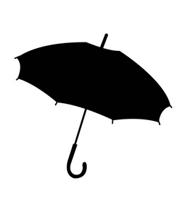 简单的黑色伞剪影, 被隔绝在白色背景上
