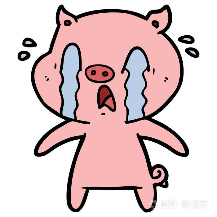 哭猪卡通的矢量例证
