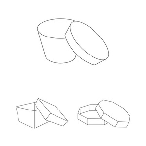 设置集合中用于设计的不同框轮廓图标。包装盒矢量符号股票网页插图