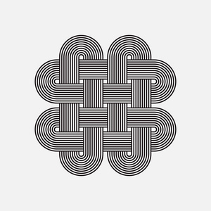 扭曲向量扭曲的线条,向量元素交织在一起的图案,孤立对象照片