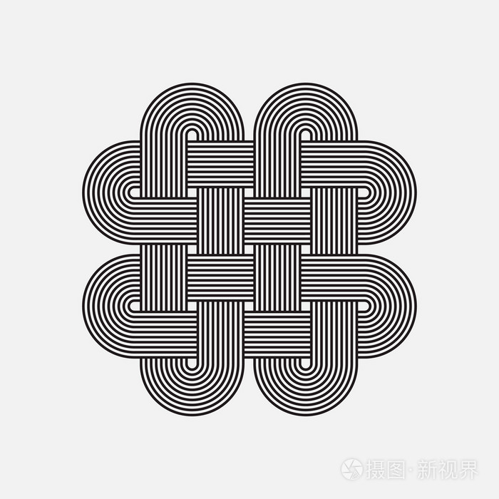 扭曲的线条,向量元素交织在一起的图案,孤立对象