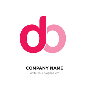 抽象字母 db, bd 标志设计模板, 红色字母表初始