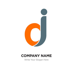 抽象字母 dj, jd 标志设计模板, 黑橙 Alph