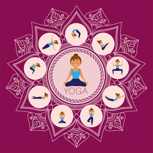 设置的女孩瑜伽姿势图片