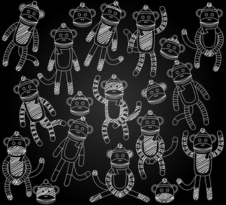 向量集合的可爱涂鸦黑板袜子做的猴子照片