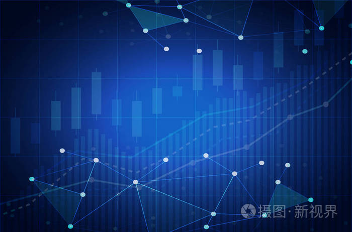 使用区块链多边形网络的加密货币股票图表光未来商业技术横幅概念背景