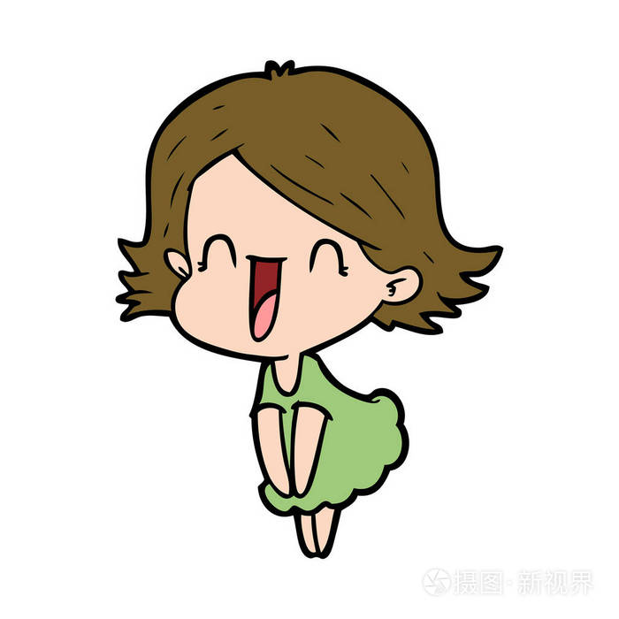 卡通快乐女性的矢量插图