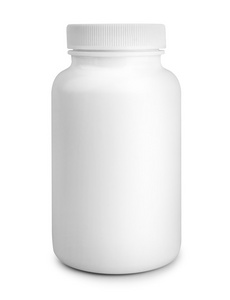 白丸药瓶上白色背景孤立
