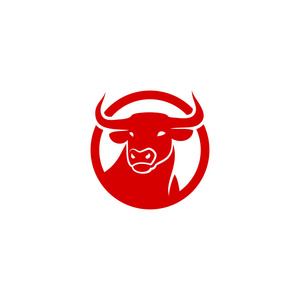 白色背景上的红色公牛符号, 矢量