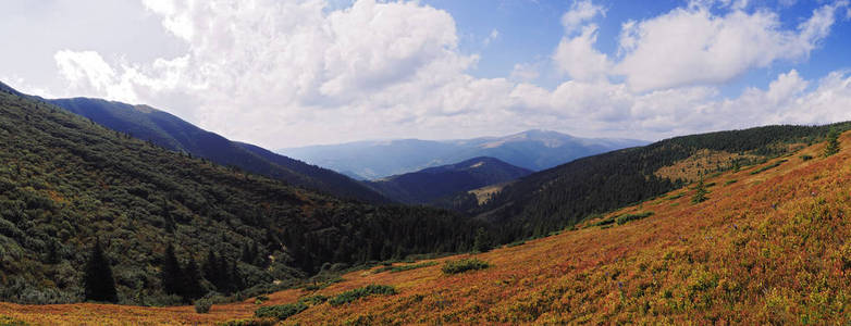 山 Karpaty, 乌克兰全景从顶部