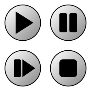 播放, 暂停, 停止, 前进按钮集照片