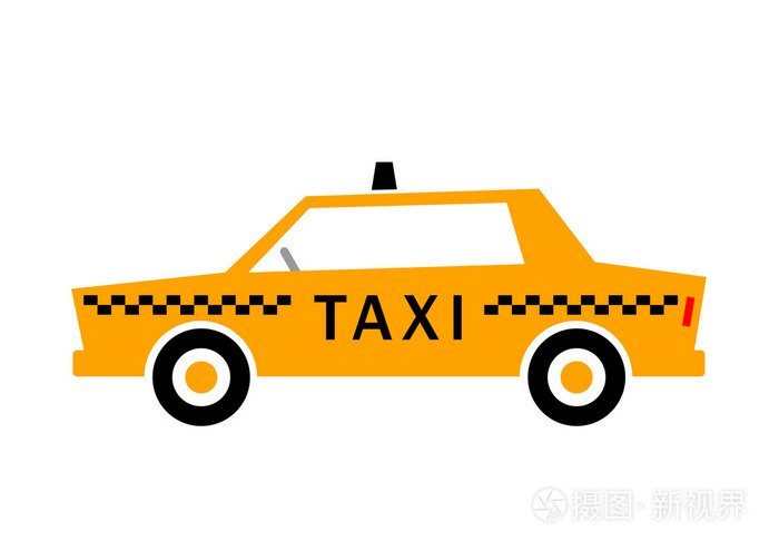 白色背景上的的士车