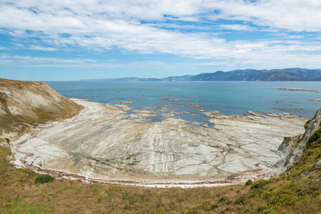 新西兰凯库拉附近海岸线的鸟瞰图在低潮时