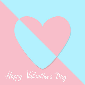 快乐情人节标志符号。粉红色和蓝色粉彩纸心