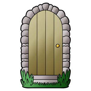 卡通门矢量插画照片