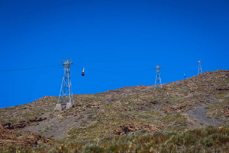 索道 索道 在国家公园火山 Teide, 特内里费岛, 加那利群岛, 西班牙