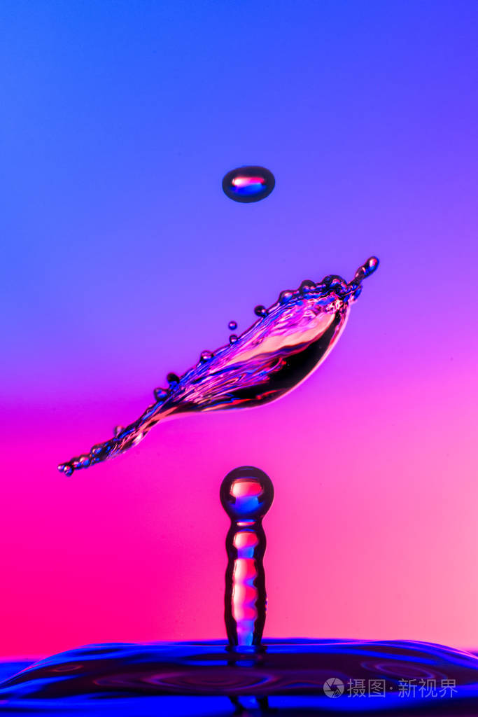 有色背景下的水滴碰撞