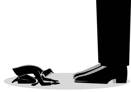 商人在巨人脚下跪了下来照片