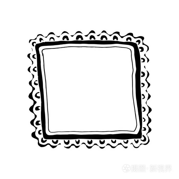 手绘框架涂鸦, 向量例证.白色背景查出的黑色轮廓草图