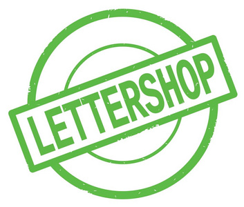 Lettershop 文字, 写在绿色简单的圈子邮票