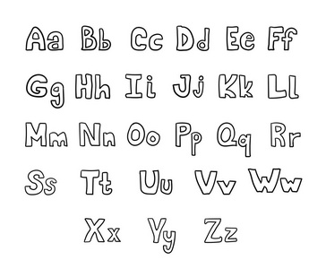 手绘画笔墨水向量 abc 大写和小写字母设置.英文大纲字母.