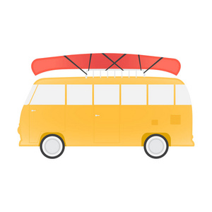 旅行用独木舟的黄色公共汽车