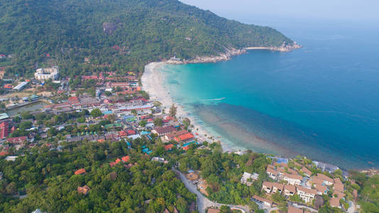 泰国帕岸岛沙滩上无人机的鸟瞰图
