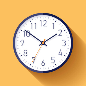 带有数字的平面样式的时钟图标, 颜色背景上的计时器。商业观察。用于项目的矢量设计元素