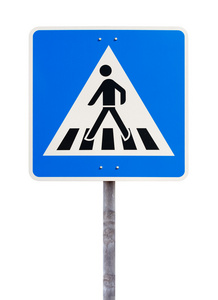 行人过路处的蓝色方形交通标志