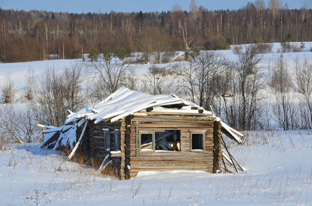 俄罗斯, 阿尔汉格尔斯克地区, Plesetsk 区, 居民在2月放弃了村庄 Mikhailovskoye Isakovska