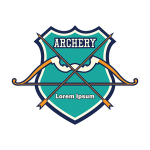 射箭标志与文本空间为您的口号/标记线, 矢量插图照片