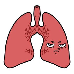 人体器官符号股票矢量图可爱的卡通医生与肺部 x 光片快乐的微笑肺