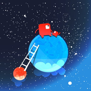 两个怪物想在太空中的蓝色星球上照片