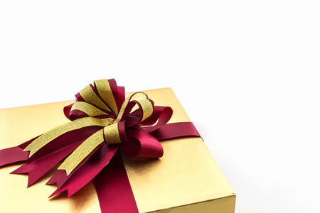 金色和棕色的礼品盒丝带蝴蝶结