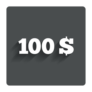100 美元签名图标。美元货币符号
